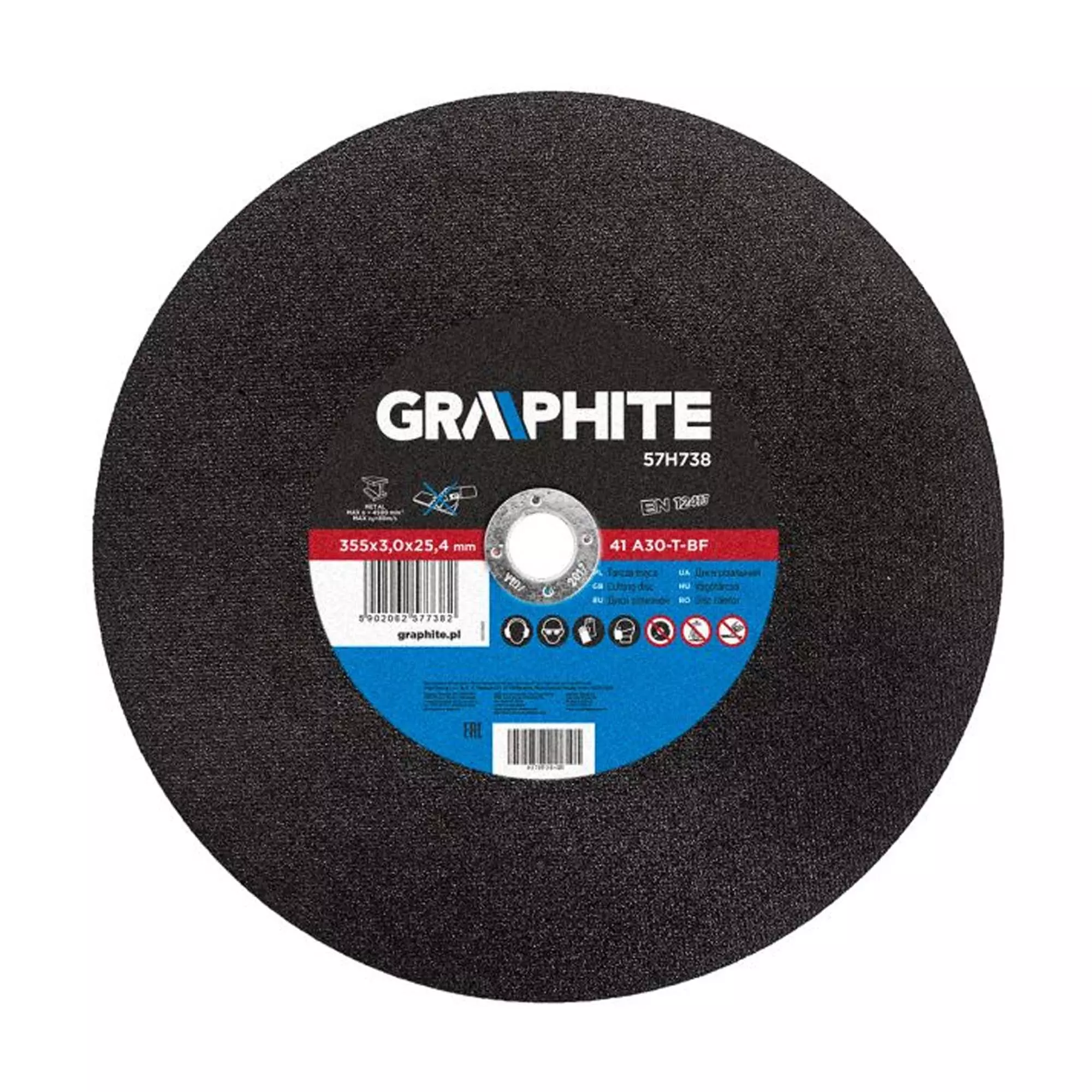 Диск відрізний по металу GRAPHITE 355 x 3.0 x 25.4 мм, 41 A30-T-BF (57H738) Диск відрізний по металу GRAPHITE 355 x 3.0 x 25.4 мм, 41 A30-T-BF (57H738)