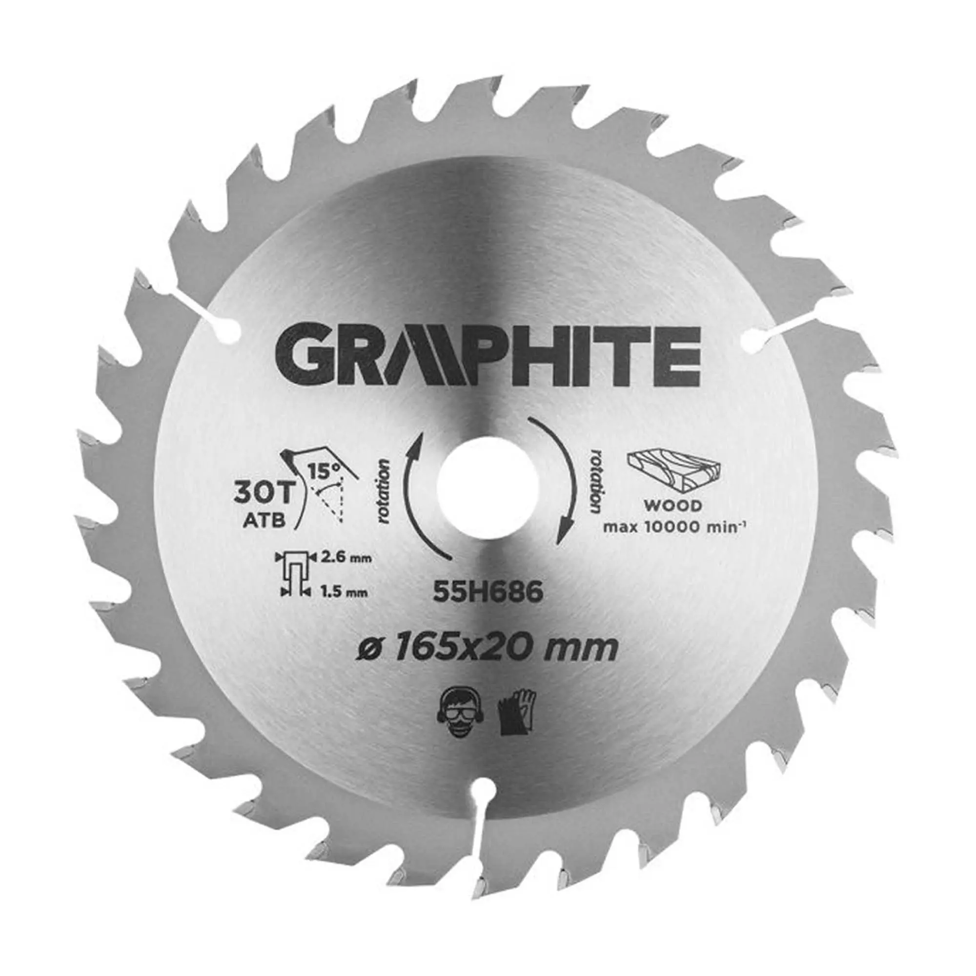 Диск пильний GRAPHITE 165*20 мм 30 зубів (55H686) Диск пильний GRAPHITE 165*20 мм 30 зубів (55H686)