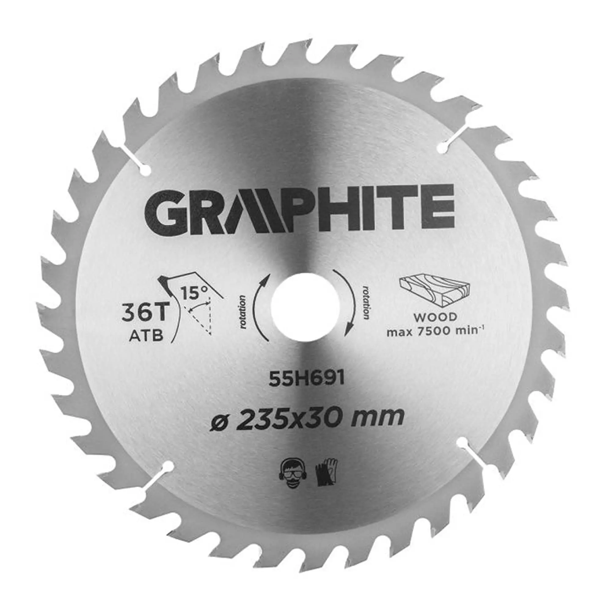 Диск пильный GRAPHITE 235*30 мм 36 зубьев (55H691) Диск пильный GRAPHITE 235*30 мм 36 зубьев (55H691)