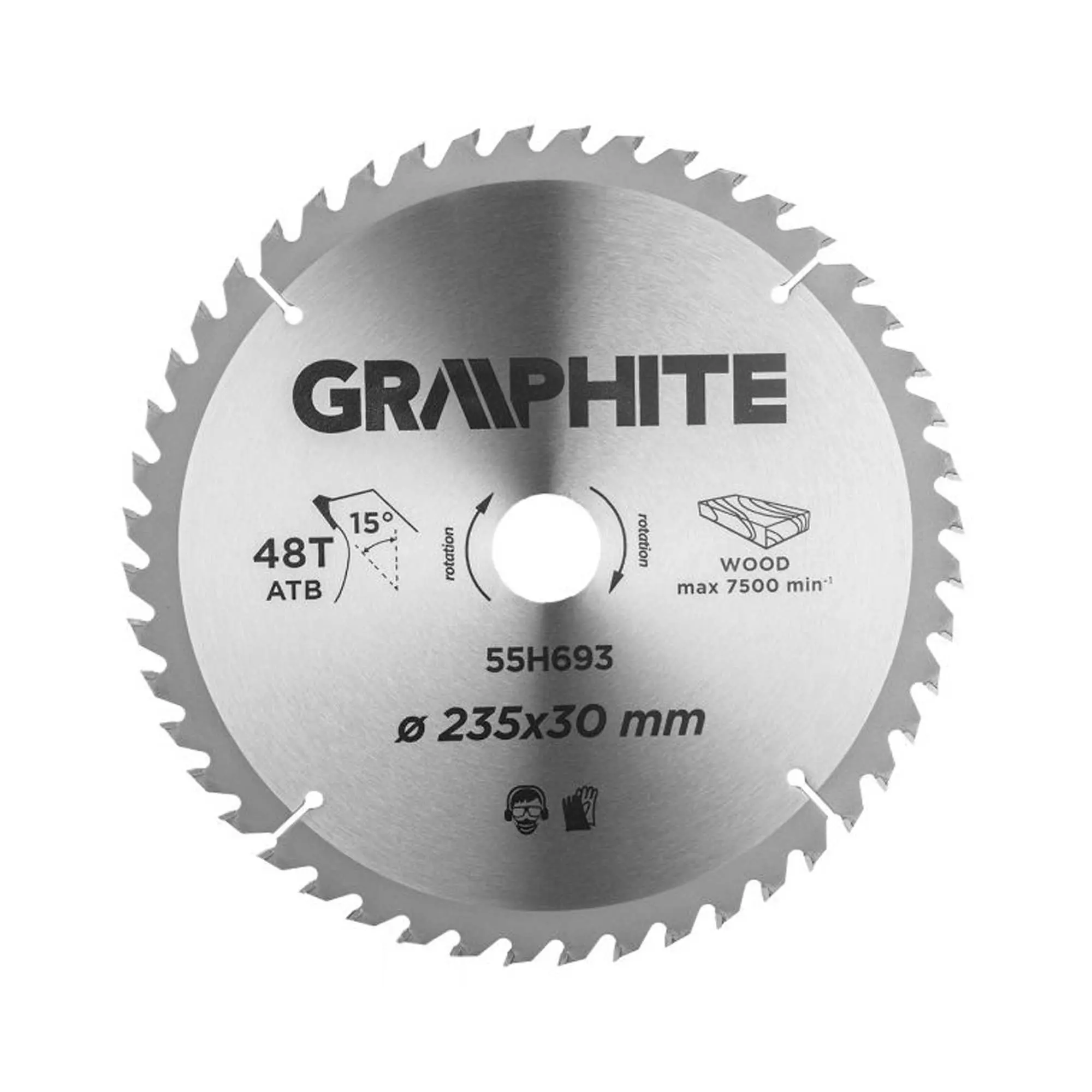 Диск пильный GRAPHITE 235*30 мм 48 зубьев (55H693) Диск пильный GRAPHITE 235*30 мм 48 зубьев (55H693)