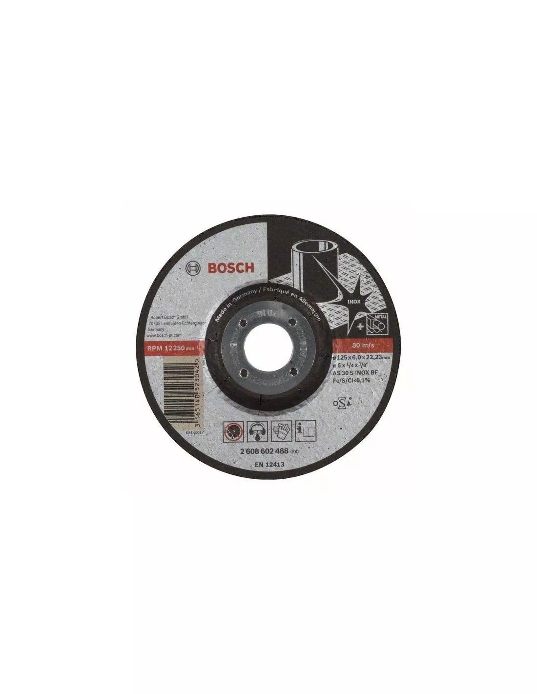 Диск шлифовальный по нержавеющей стали Bosch 125x6x22.2 мм, выпуклый, Expert for Inox (2608602488) Диск шлифовальный по нержавеющей стали Bosch 125x6x22.2 мм, выпуклый, Expert for Inox (2608602488)