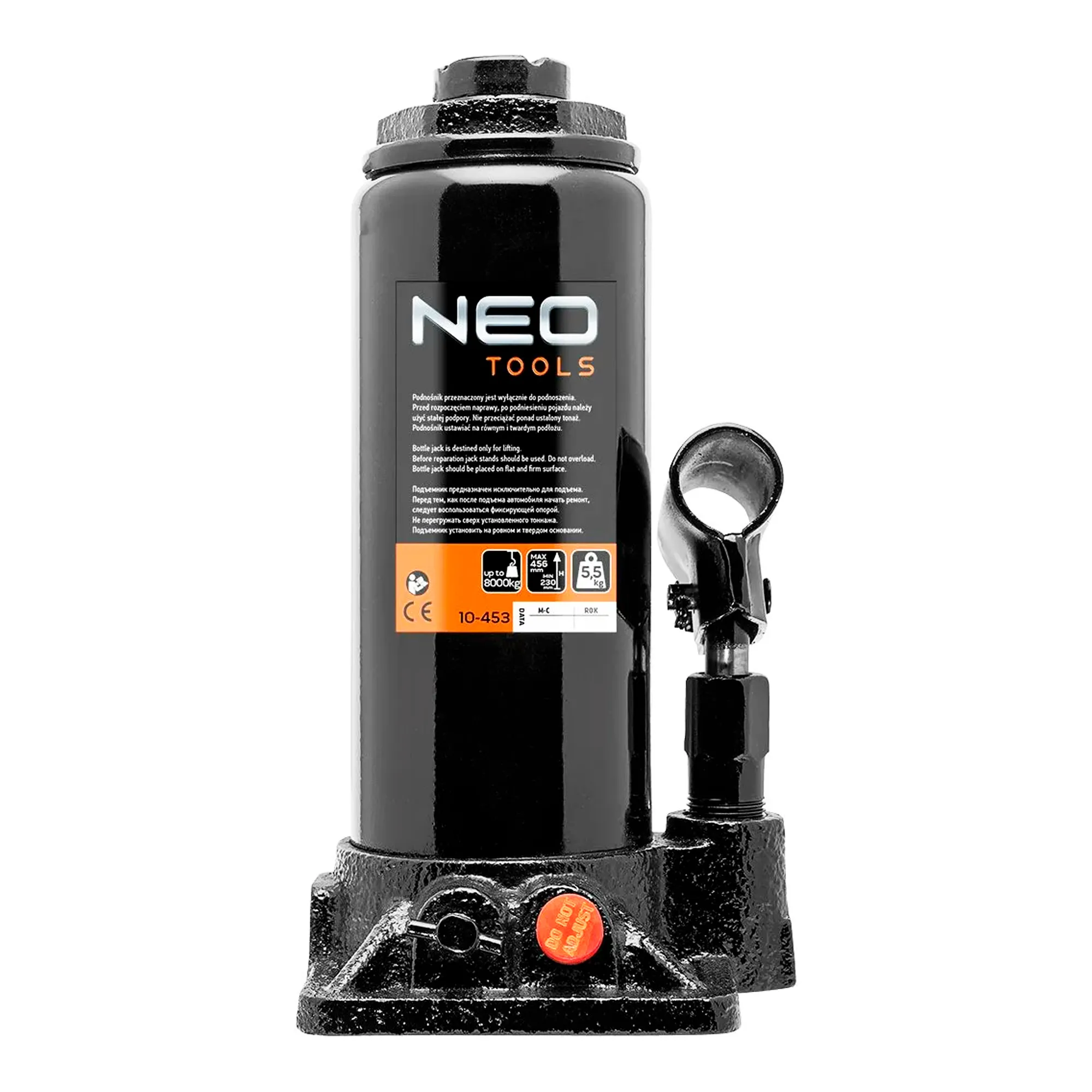 Домкрат NEO TOOLS гидравлический бутылочный 8 т (10-453) Домкрат NEO TOOLS гидравлический бутылочный 8 т (10-453)