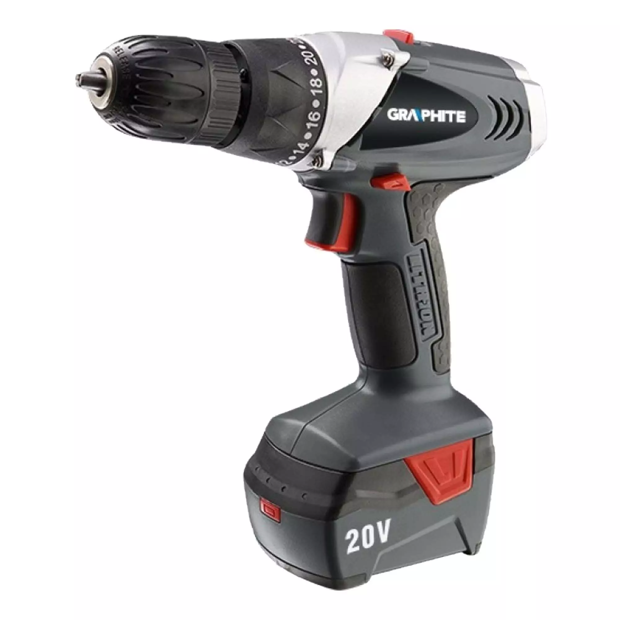 Дриль-шурупокрут акумуляторний GRAPHITE 2 x 20V, Li-Ion/1.5Aч, кейс (58G134) Дриль-шурупокрут акумуляторний GRAPHITE 2 x 20V, Li-Ion/1.5Aч, кейс (58G134)