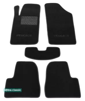 Двухслойные коврики Sotra Classic 7mm Black для Peugeot 206 1998-2012