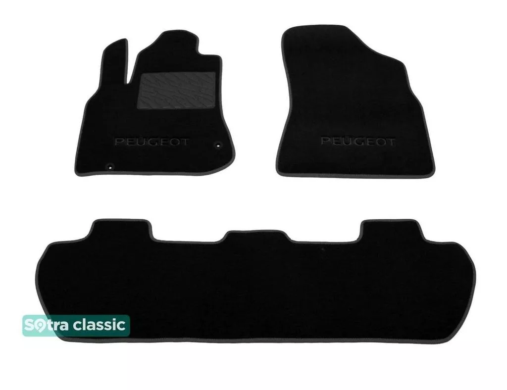 Двухслойные коврики Sotra Classic 7mm Black для Peugeot Partner (Tepee)(1-2 ряд) 2008->