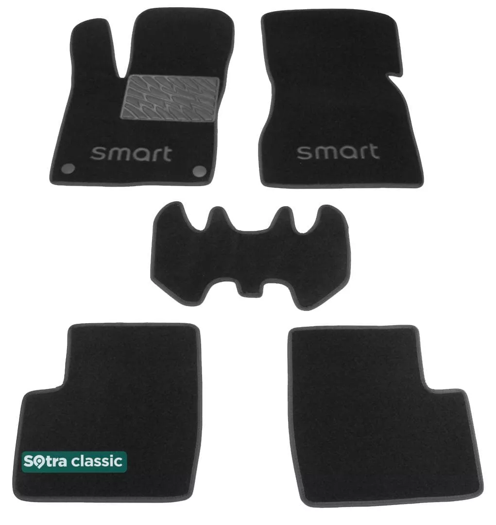 Двухслойные коврики Sotra Classic 7mm Black для Smart Forfour (mkII) 2014->