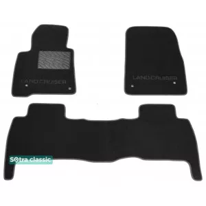 Двухслойные коврики Sotra Classic 7mm Black для Toyota Land Cruiser (1-2 ряд)(J200) 2007-2012