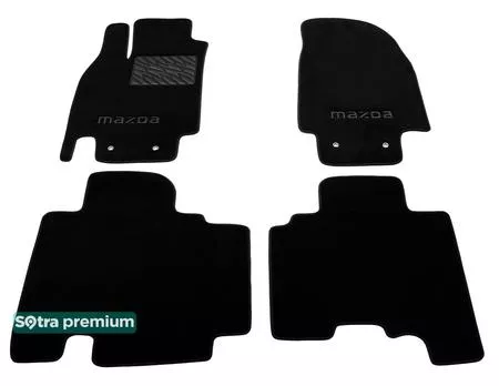 Двухслойные коврики Sotra Premium 10mm Black для Mazda CX-9 (1-2 ряд)(mkI) 2007-2015