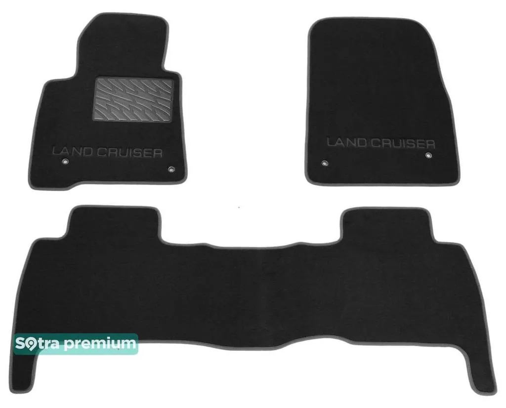 Двухслойные коврики Sotra Premium 10mm Black для Toyota Land Cruiser (1-2 ряд)(J200) 2007-2012