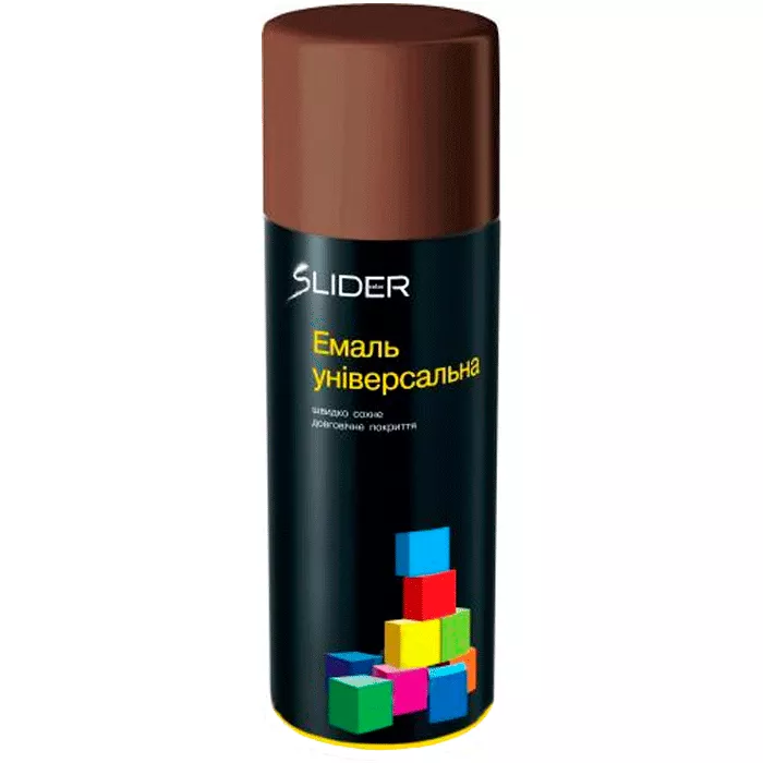 Емаль SLIDER color універсальна 8017 темно-коричнева, 400 мл (12 шт/уп) (000005248) (55074)