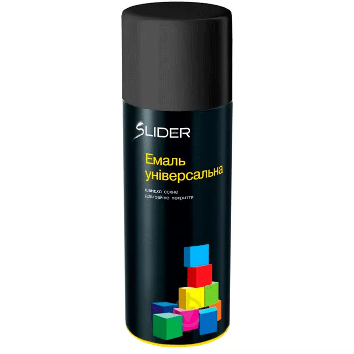 Эмаль SLIDER color универсальная 9005 черная матовая, 400 мл (12 шт/уп) (000001039) (55077)