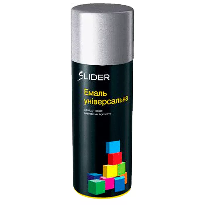 Емаль SLIDER color універсальна 9006 срібна, 400 мл (12 шт/уп) (000001040) (55078) Емаль SLIDER color універсальна 9006 срібна, 400 мл (12 шт/уп) (000001040) (55078)