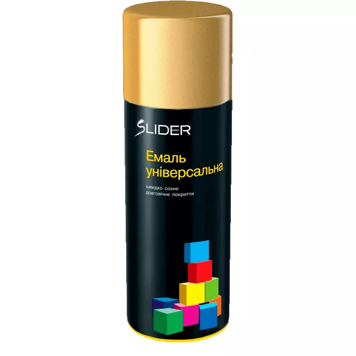 Емаль SLIDER color універсальна золотиста, 400 мл (12 шт/уп) (000005246) (55081) Емаль SLIDER color універсальна золотиста, 400 мл (12 шт/уп) (000005246) (55081)