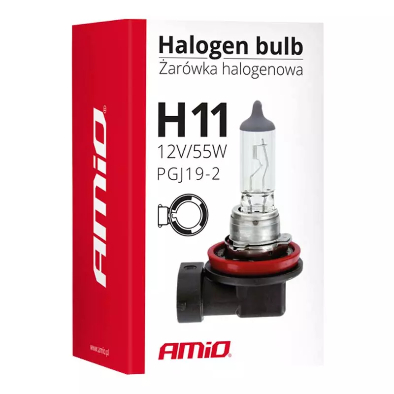 Галогенна лампа AMIO H11 12V 55W з УФ-фільтром Е4 (01159)
