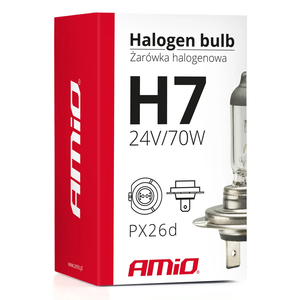 Галогенная лампа AMIO H7 24V 70W с УФ-фильтром E4 (01252)