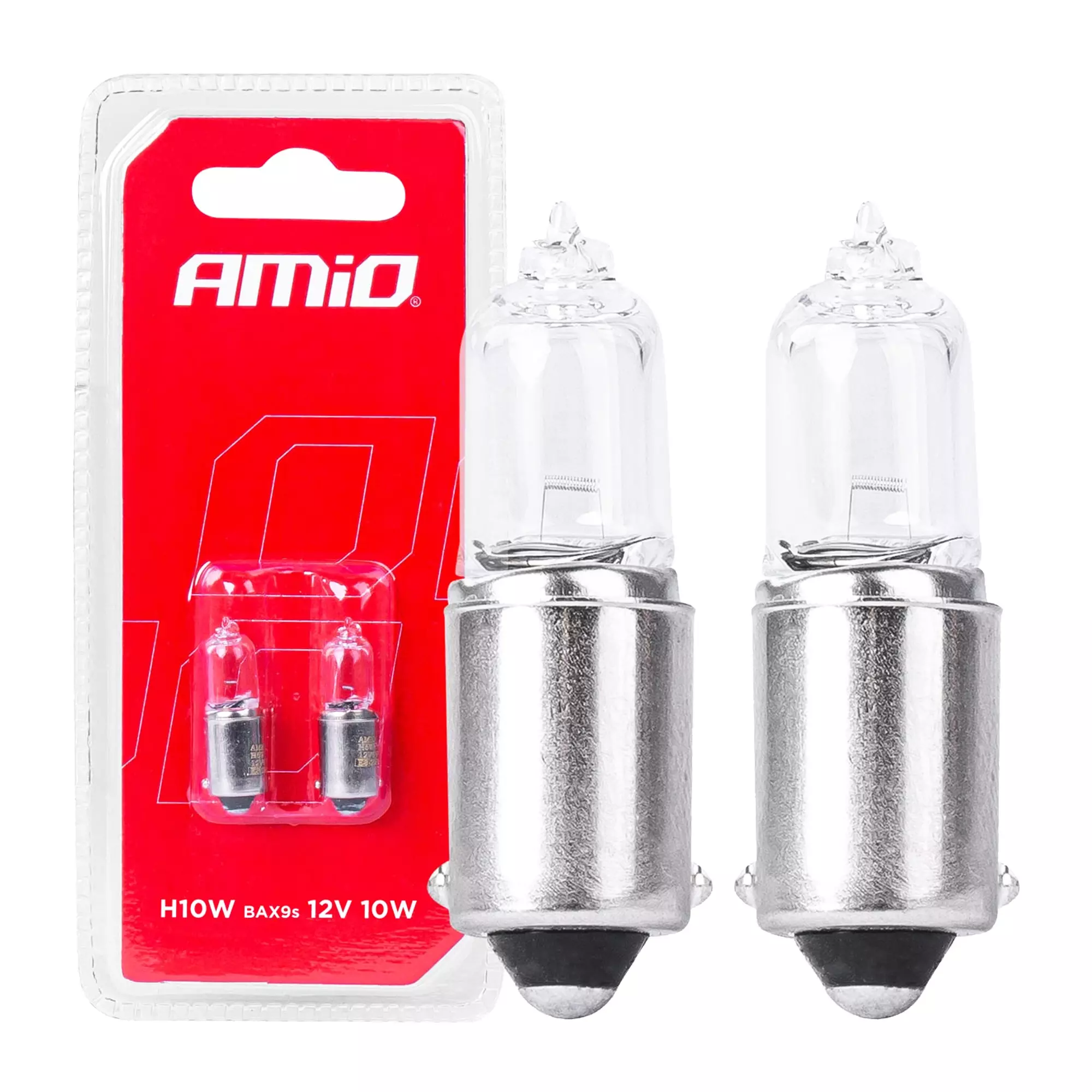 Галогенные лампочки Amio H10W 12V 10W BAX9S 2 шт (03356)