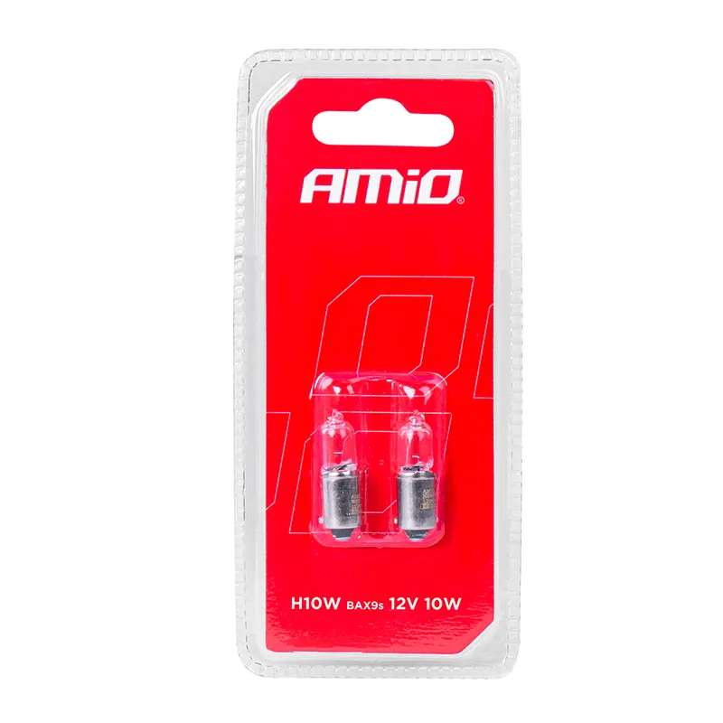 Галогенні лампочки Amio H10W 12V 10W BAX9S 2 шт (03356)