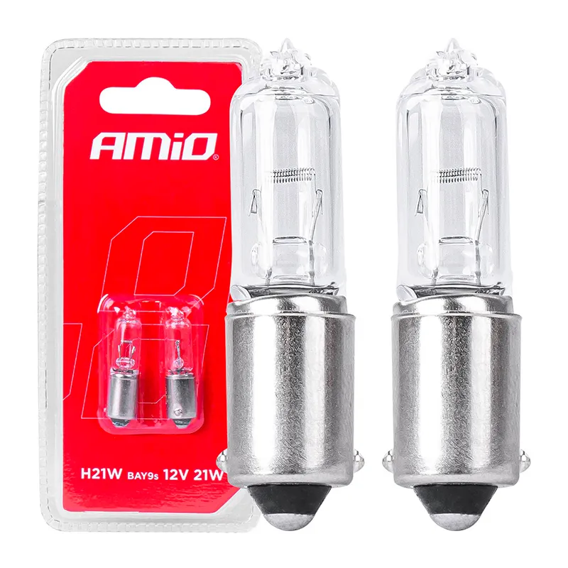 Галогенні лампочки Amio H21W 12V 21W BAY9S White 2шт (03357)