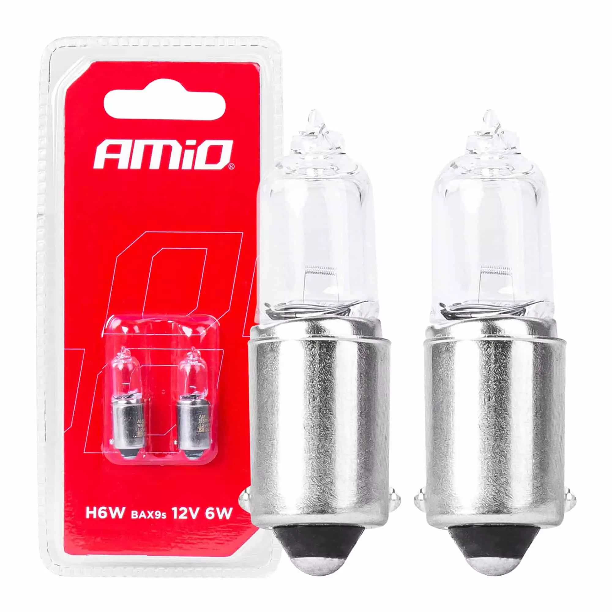 Галогенні лампочки Amio H6W 12V 6W BAX9S 2шт (03355)