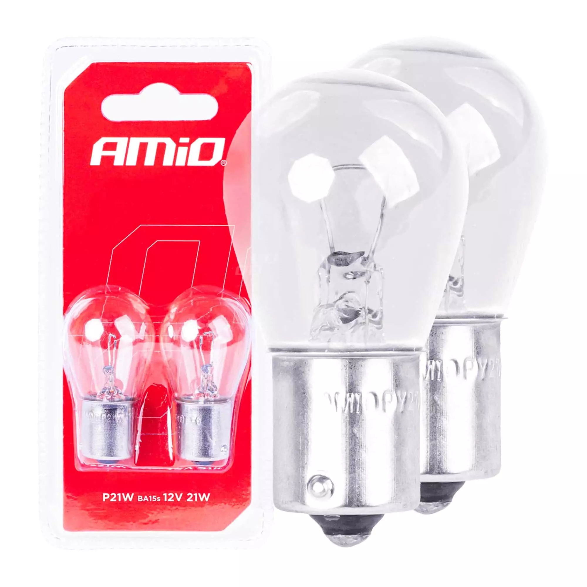 Галогенные лампочки Amio P21W BA15s 12V 2шт (03351)