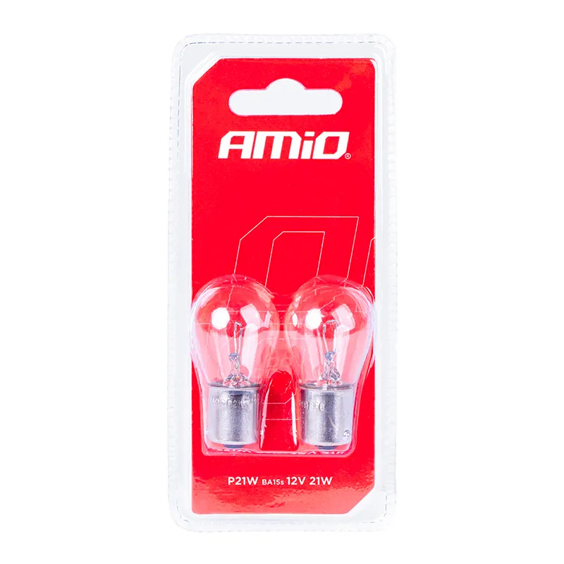 Галогенні лампочки Amio P21W BA15s 12V 2шт (03351)