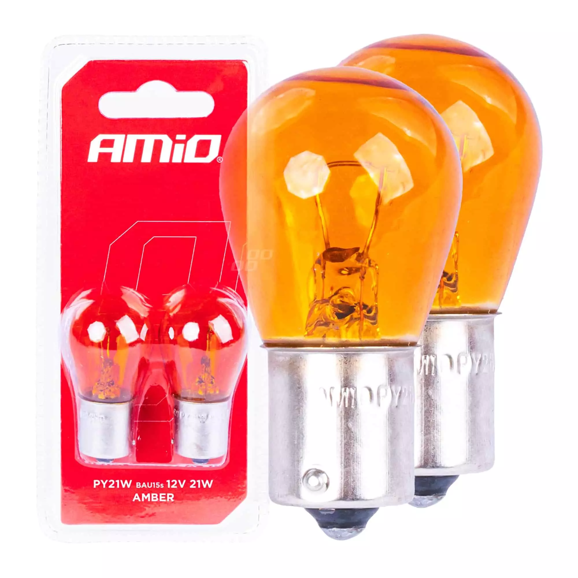 Галогенные лампочки Amio PY21W BAU15S 12V ORANGE 2шт (03352)