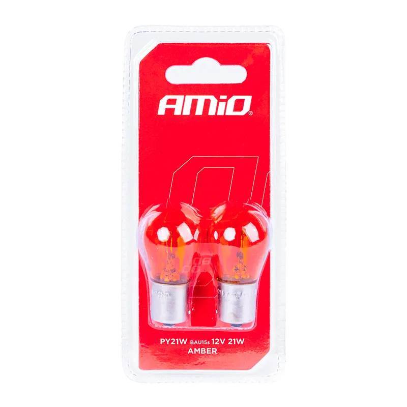 Галогенні лампочки Amio PY21W BAU15S 12V ORANGE 2шт (03352)