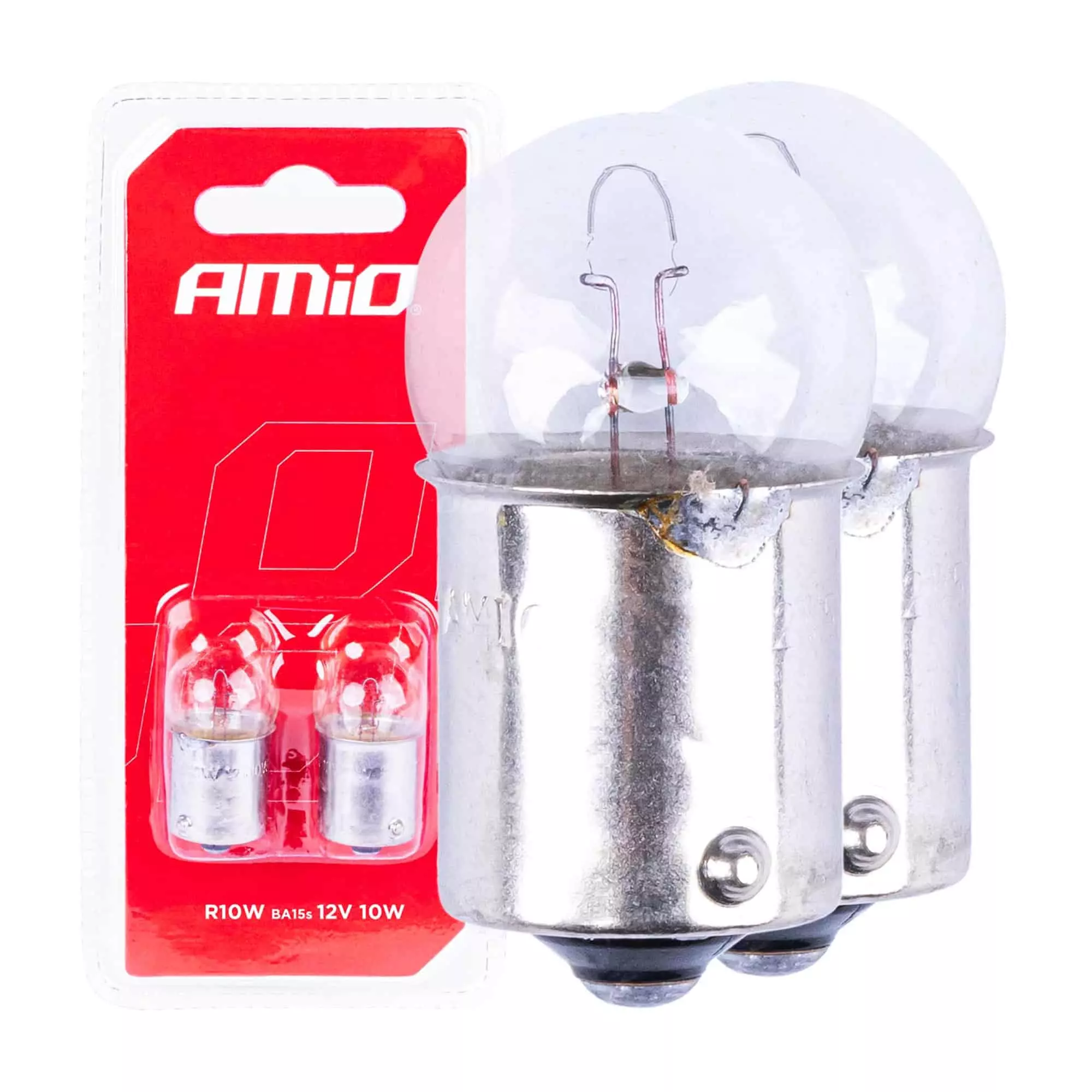 Галогенные лампочки Amio R10W BA15s 12V 2шт (03350)