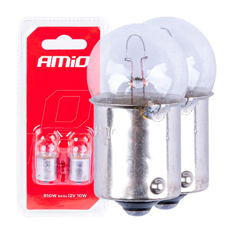 Галогенные лампочки Amio R10W BA15s 12V 2шт (03350)