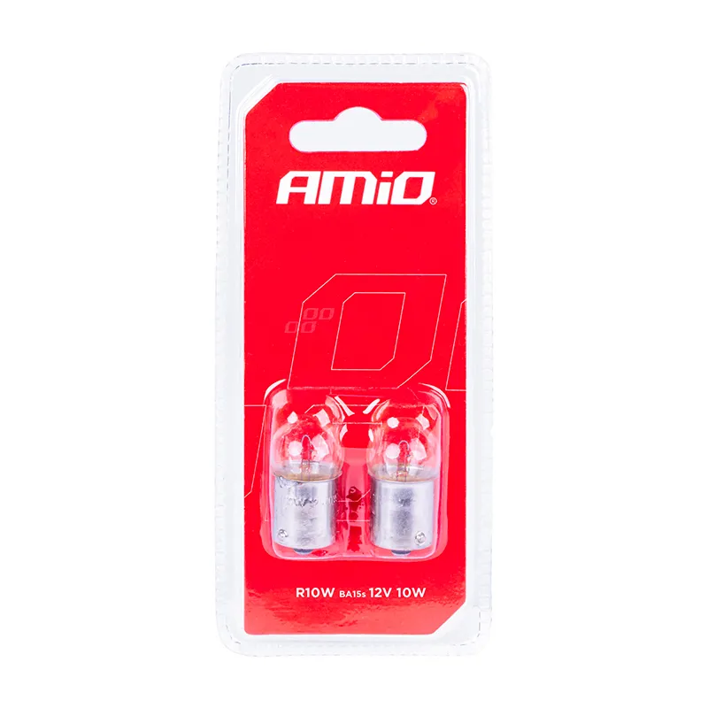 Галогенні лампочки Amio R10W BA15s 12V 2шт (03350)