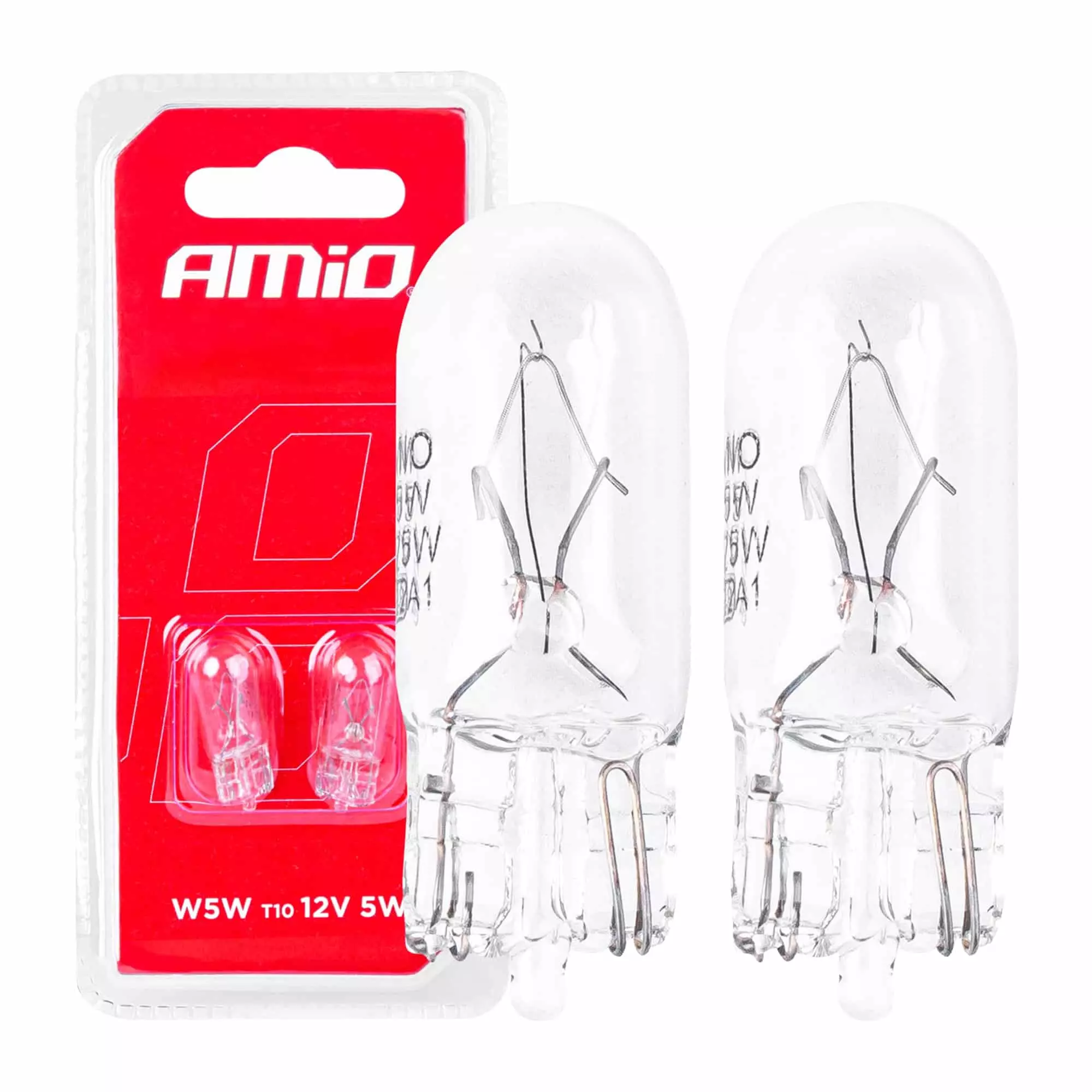 Галогенні лампочки Amio T10 W5W W2.1x9.5d 12V 2шт (03346)