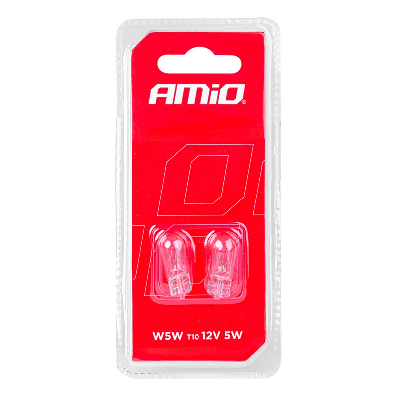 Галогенные лампочки Amio T10 W5W W2.1x9.5d 12V 2шт (03346)