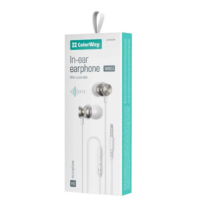 Гарнитура СolorWay 3.5 mm Wired Earphone UrbanBeat White (CW-WD03WT)