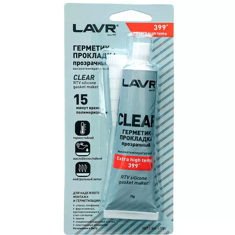 Герметик LAVR CLEAR RTV silicone gasket maker 70г (Ln1740) Герметик LAVR CLEAR RTV silicone gasket maker 70г (Ln1740)