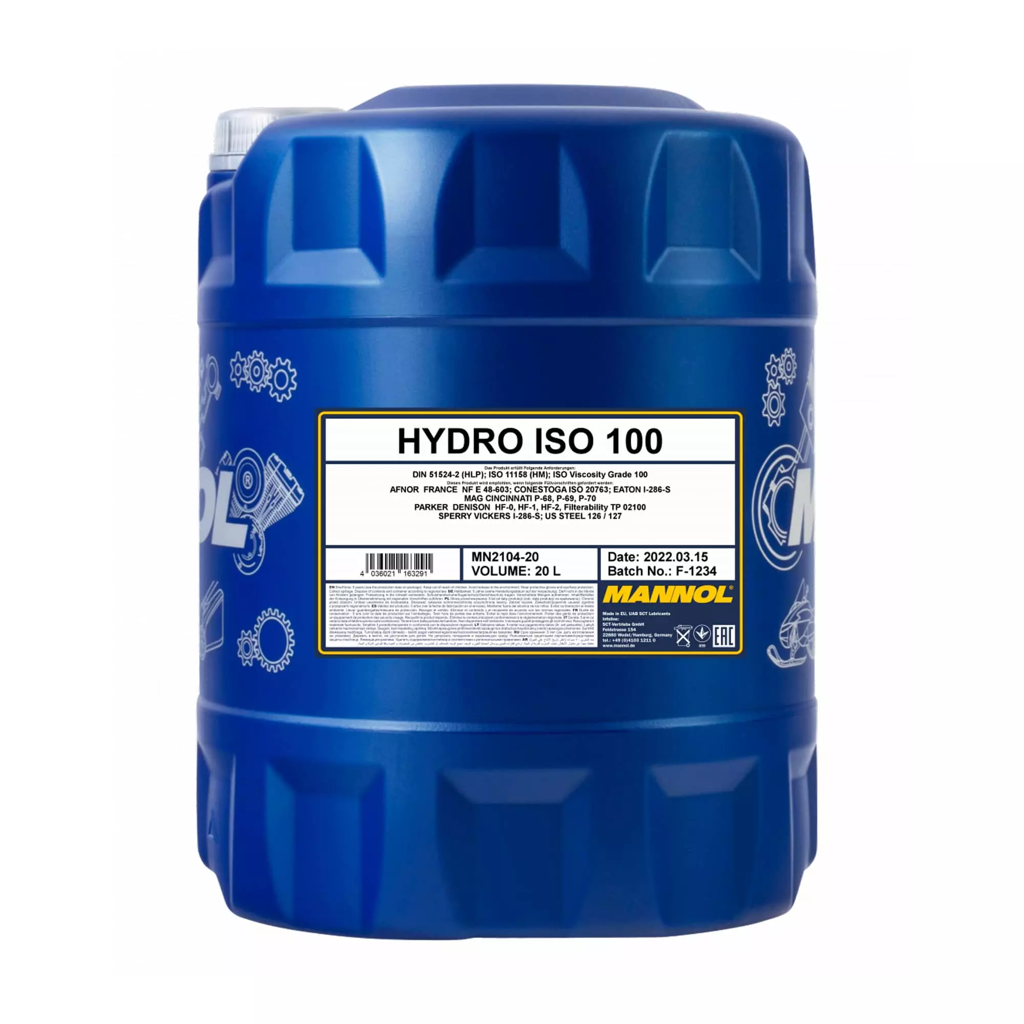 Гидравлическое масло MANNOL Hydro Hydraulic Oil ISO 100 20л (MN2104-20)