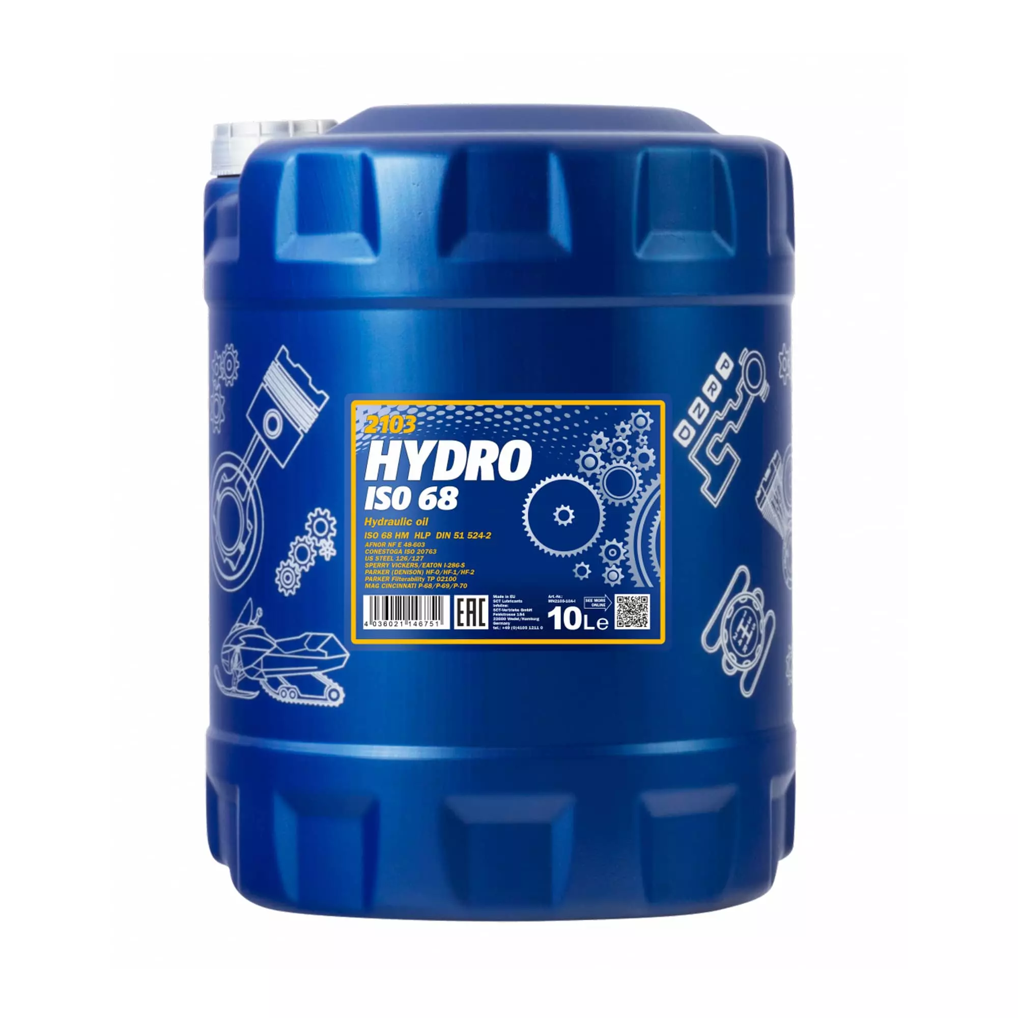 Гидравлическое масло MANNOL Hydro Hydraulic Oil ISO 68 10л (MN2103-10)