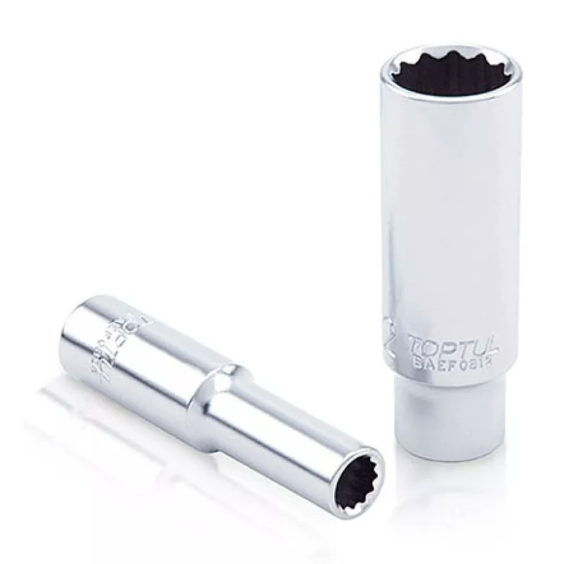Головка торцевая длинная 1/4" 12мм 12-гранная TOPTUL (BAEF0812) Головка торцевая длинная 1/4" 12мм 12-гранная TOPTUL (BAEF0812)