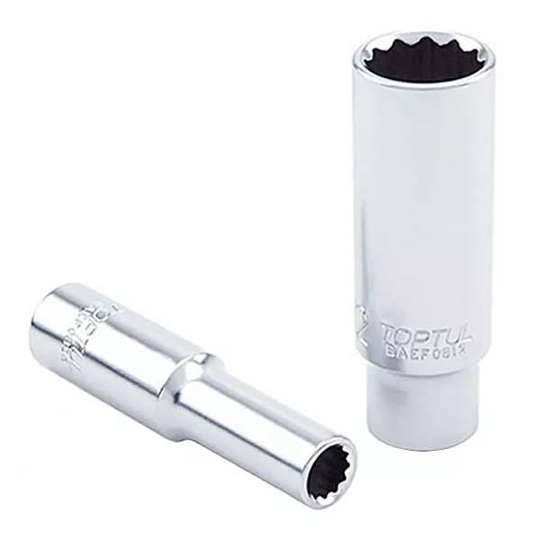 Головка торцевая длинная 1/4" 13мм 12-гранная TOPTUL (BAEF0813) Головка торцевая длинная 1/4" 13мм 12-гранная TOPTUL (BAEF0813)