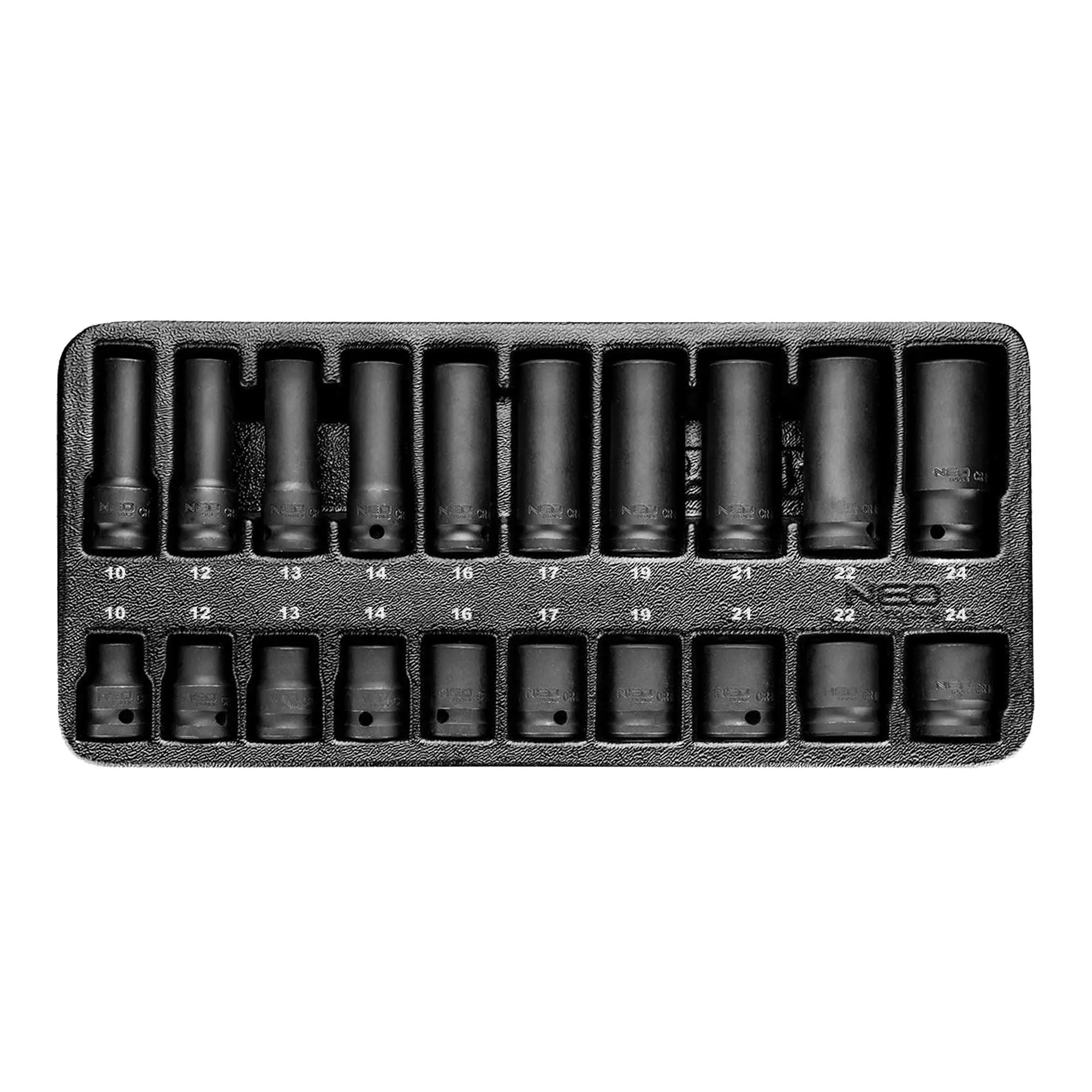 Головки сменные ударные NEO TOOLS 1/2", 10-24 мм, набор 20 шт. (84-241) Головки сменные ударные NEO TOOLS 1/2", 10-24 мм, набор 20 шт. (84-241)