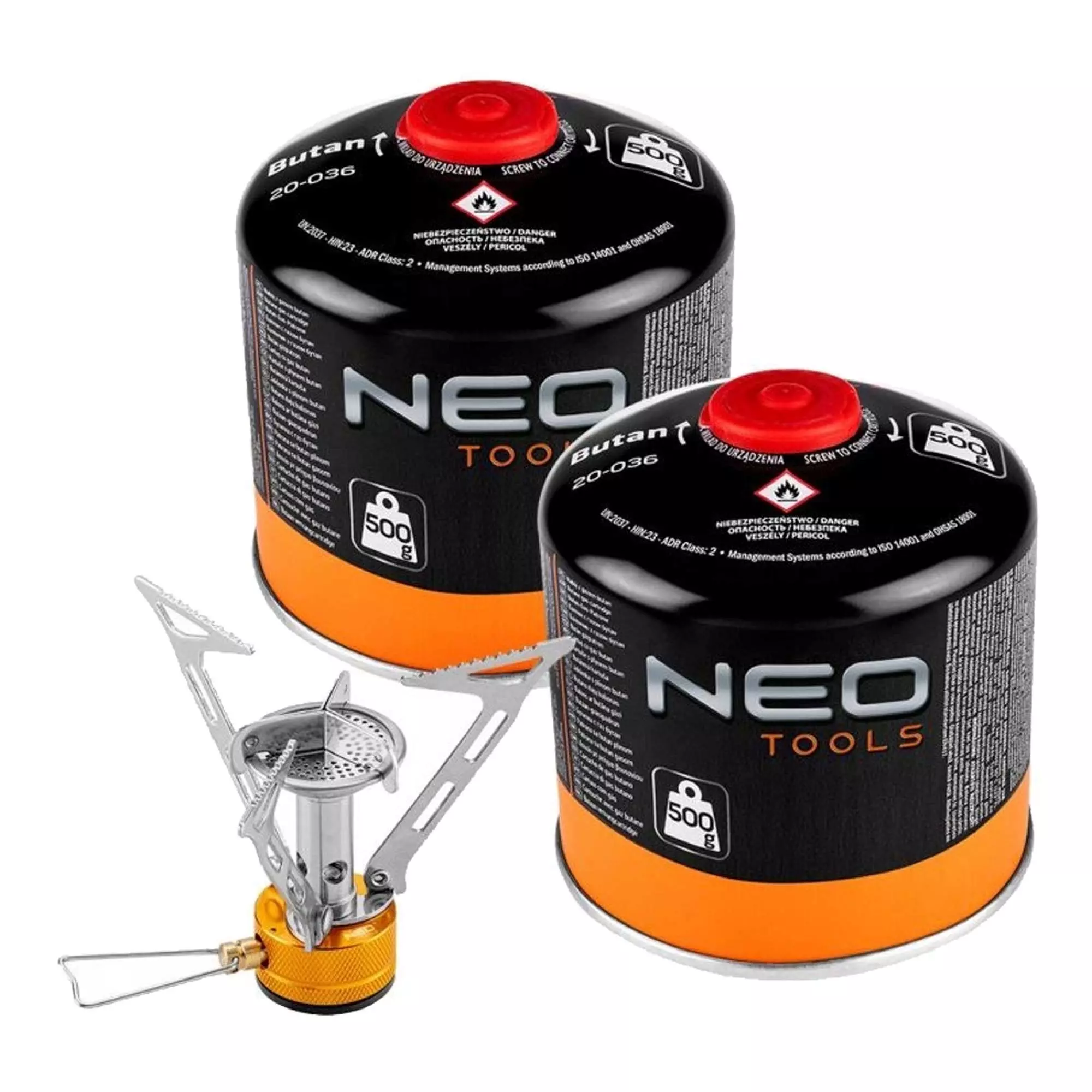 Горелка NEO TOOLS туристическая газовая + 2 газовых картриджа