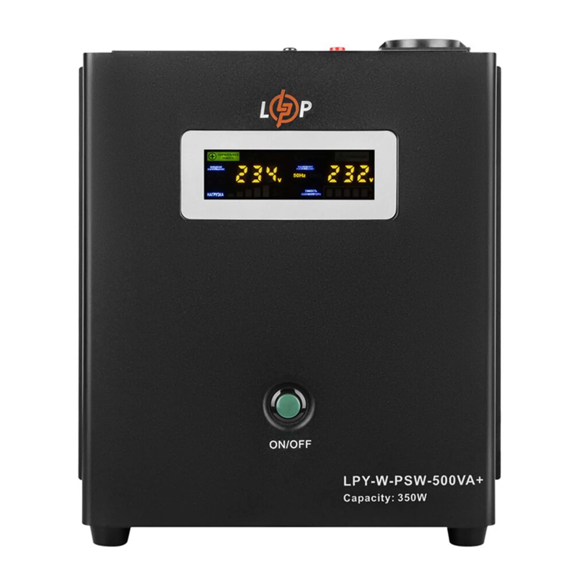 ДБЖ LogicPower LPY-W-PSW-500VA+(350Вт)5A/10A,Lin.int., AVR, 1 x євро, LCD, метал, з правильною синусоїдою 12V,2LP (LP4142) ДБЖ LogicPower LPY-W-PSW-500VA+(350Вт)5A/10A,Lin.int., AVR, 1 x євро, LCD, метал, з правильною синусоїдою 12V,2LP (LP4142)