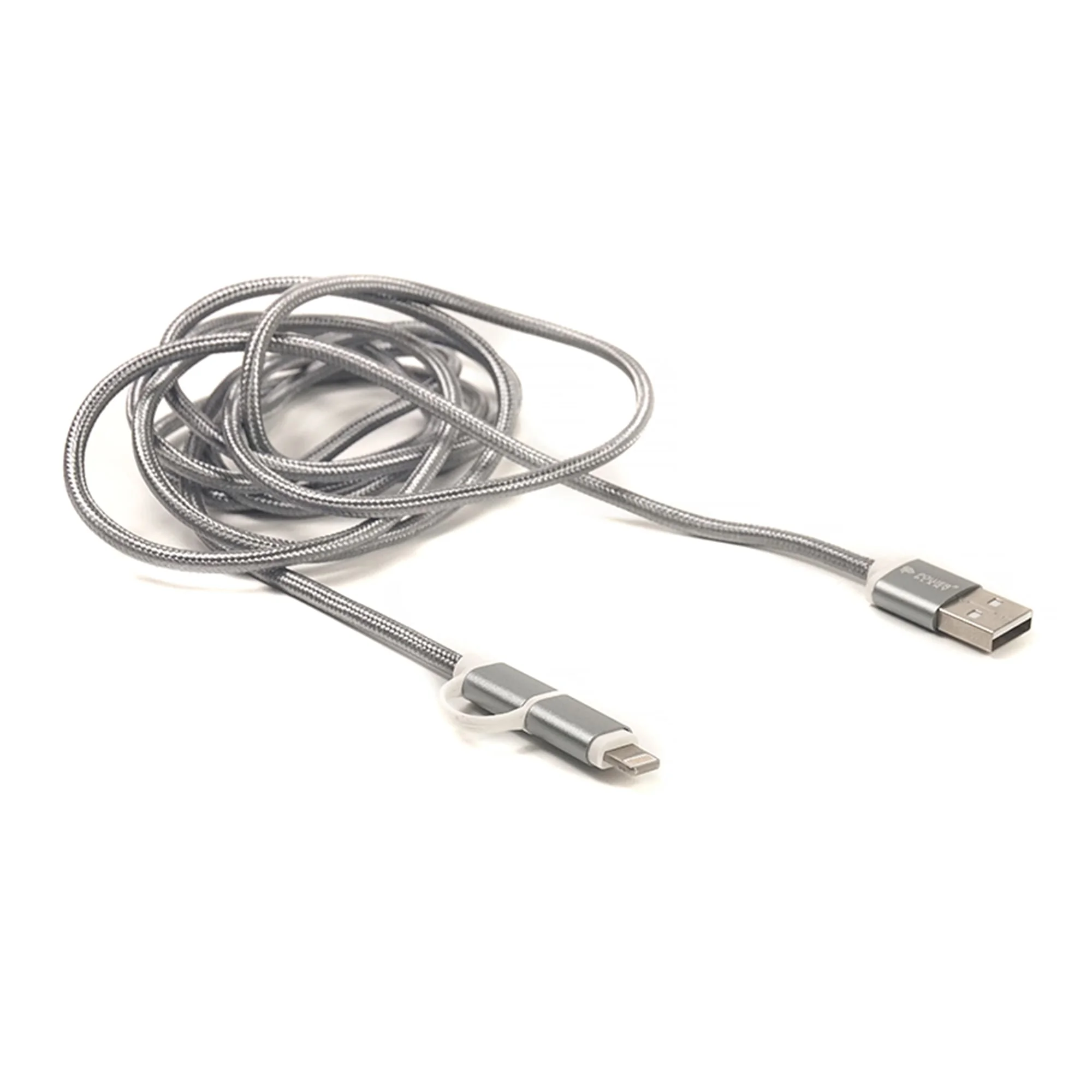 Кабель PowerPlant QC 2A 2в1 USB2.0 AM - Lightning/Micro 2м grey (CA910496)