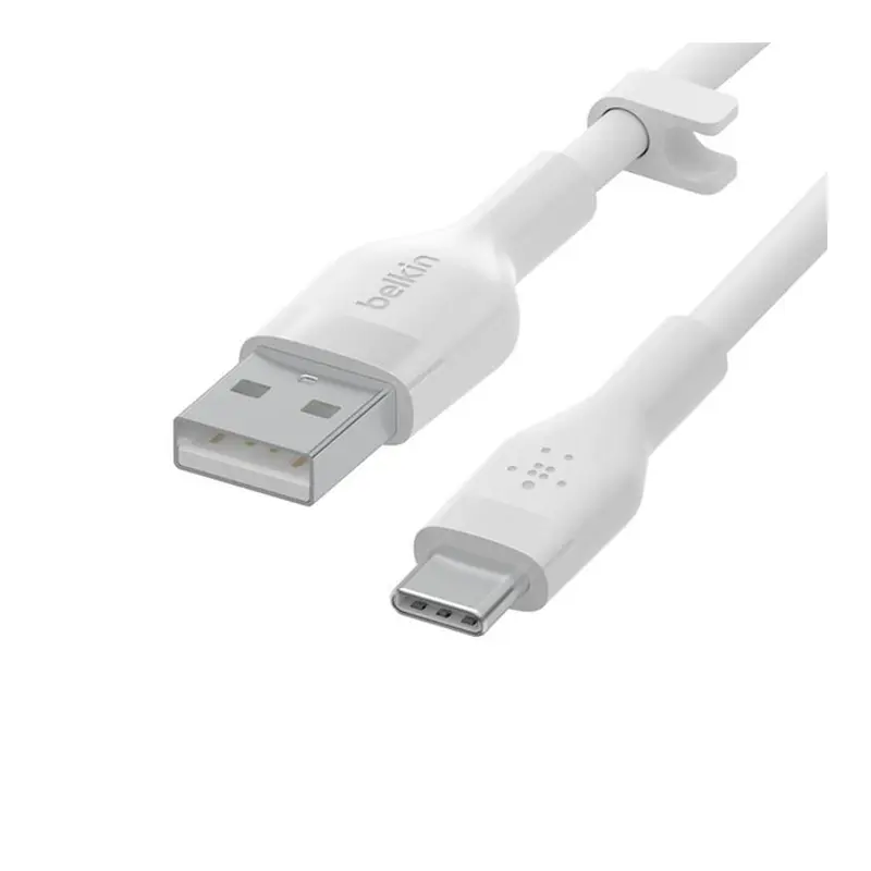 Кабель USB-A до USB-C заряджання/синхронізації Belkin 1м Type-C силіконовий з кліпсою білий (CAB008BT1MWH) Кабель USB-A до USB-C заряджання/синхронізації Belkin 1м Type-C силіконовий з кліпсою білий (CAB008BT1MWH)