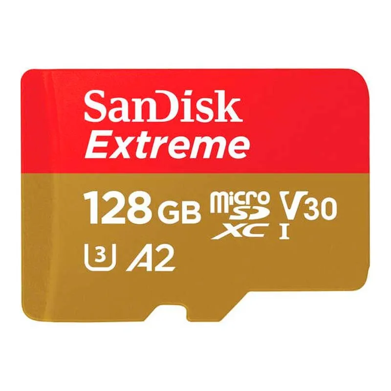 Карта памяти SanDisk microSD 128GB C10 UHS-I U3 R190/W90MB/s Extreme V30 + SD (SDSQXAA-128G-GN6MA) Карта памяти SanDisk microSD 128GB C10 UHS-I U3 R190/W90MB/s Extreme V30 + SD (SDSQXAA-128G-GN6MA)
