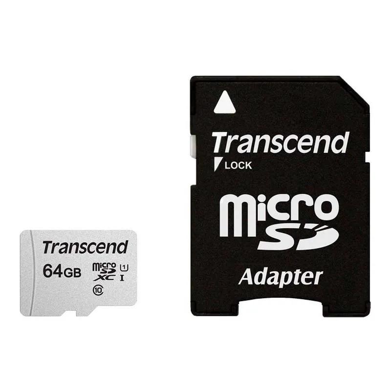 Карта пам'яті Transcend microSD 64GB C10 UHS-I R100/W20MB/s + SD (TS64GUSD300S-A) Карта пам'яті Transcend microSD 64GB C10 UHS-I R100/W20MB/s + SD (TS64GUSD300S-A)