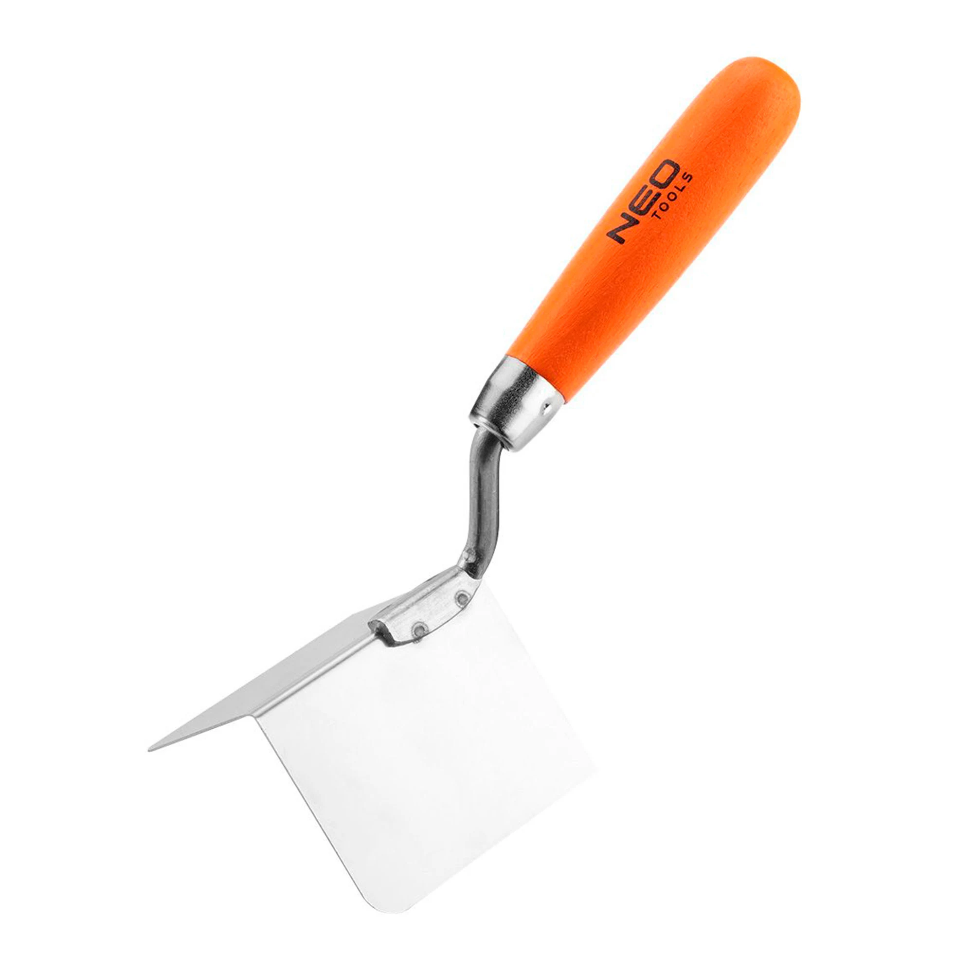 Кельма штукатурна NEO TOOLS, нержавіюча, для зовнішніх кутів 80 мм, дерев'яна ручка (50-152) Кельма штукатурна NEO TOOLS, нержавіюча, для зовнішніх кутів 80 мм, дерев'яна ручка (50-152)