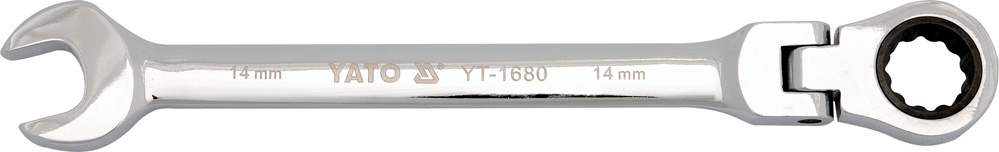 Ключ комбинированный с трещеткой и шарниром YATO CrV М14мм L185мм (YT-1680)