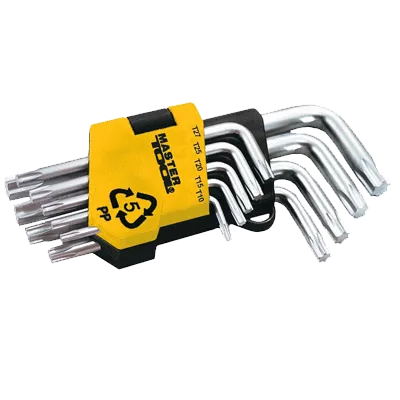 Ключи TORX набор 9 шт CrV короткие(Т10-Т50 L55-133мм) (75-0960)