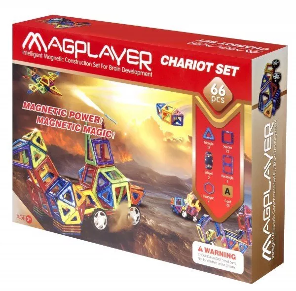 Конструктор Magplayer магнитный набор 66 эл