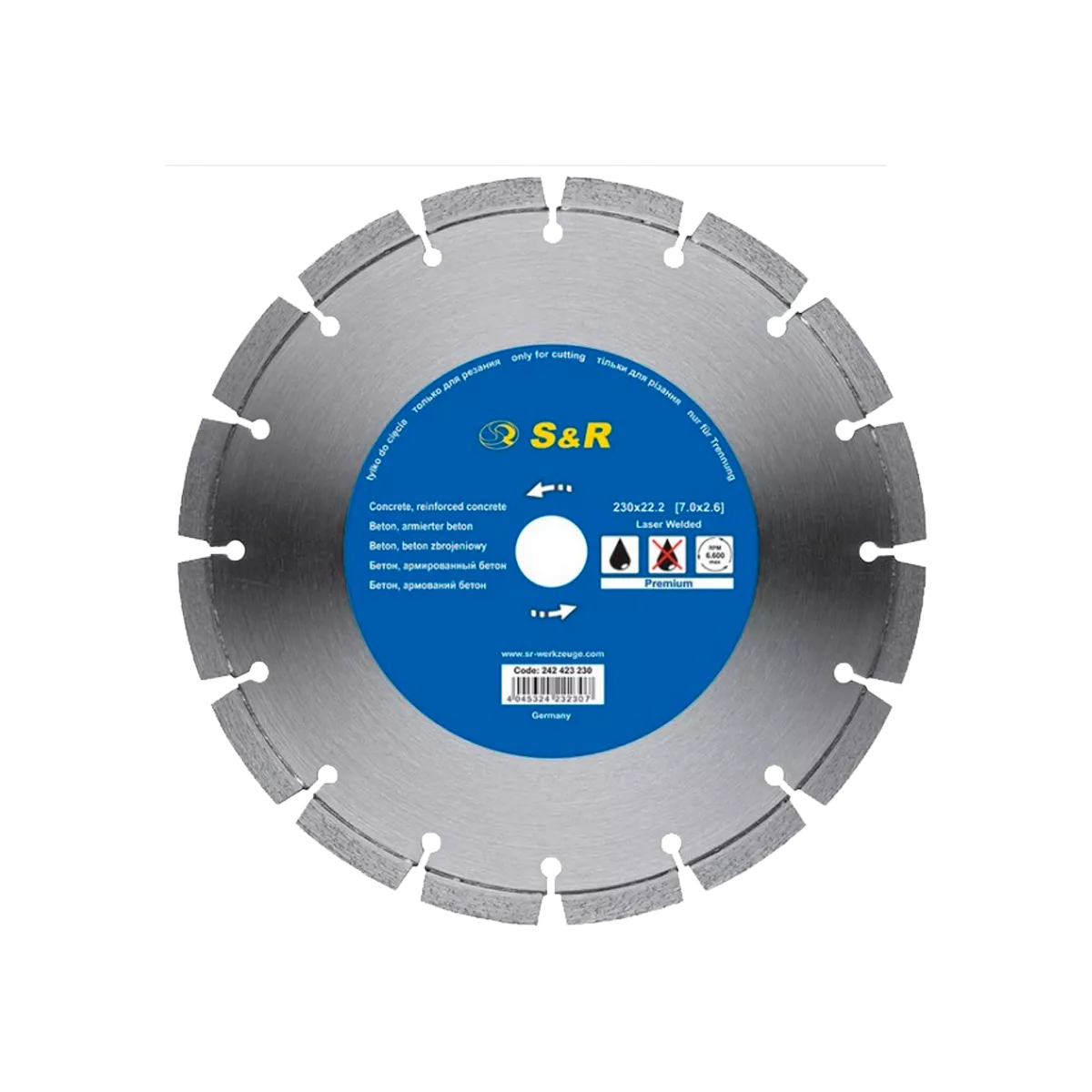 Коло алмазне сегментне по бетону S&R 230х22,2 Supreme (242423230) Коло алмазне сегментне по бетону S&R 230х22,2 Supreme (242423230)